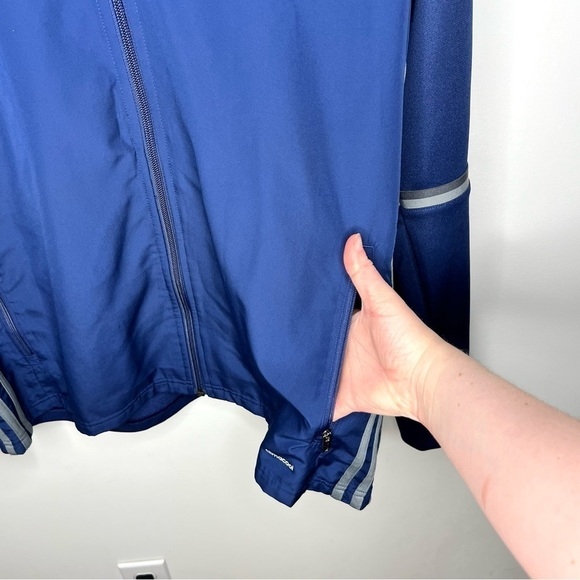 Adidas Navy Blue and Gray Grey Full Zip Up Long Sleeve Sporty Jacket Size Large - Picture 3 of 15